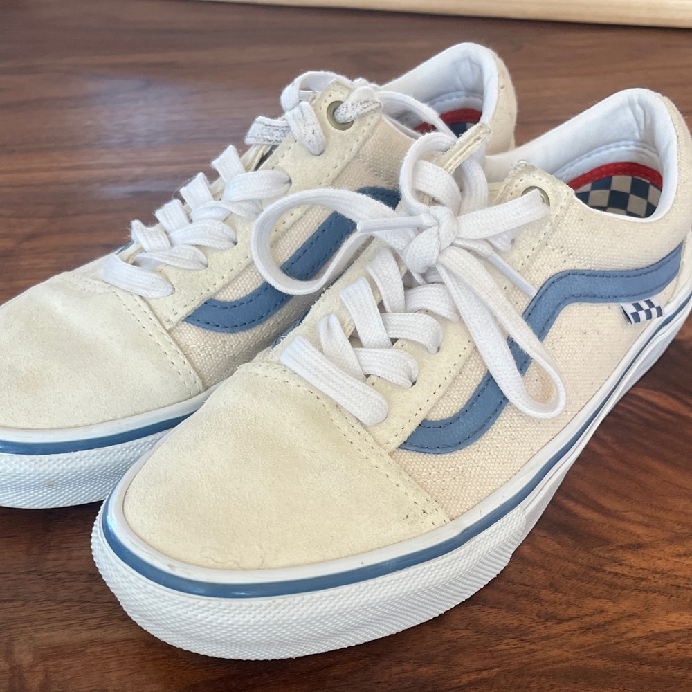 Vans Cream and Blue Casual Sneakers
